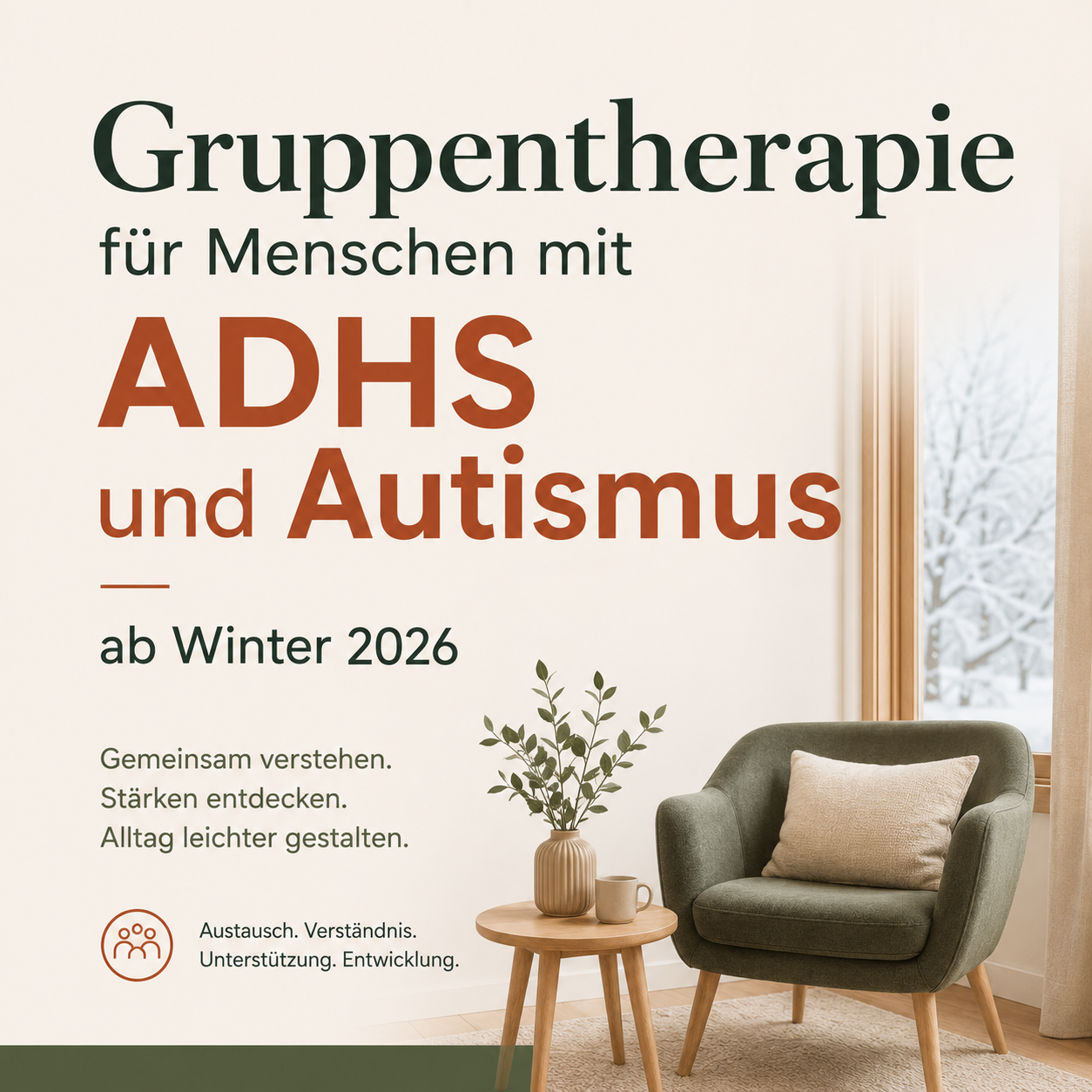 Gruppentherapie für Menschen mit ADHS und Autismus ab Winter 2026